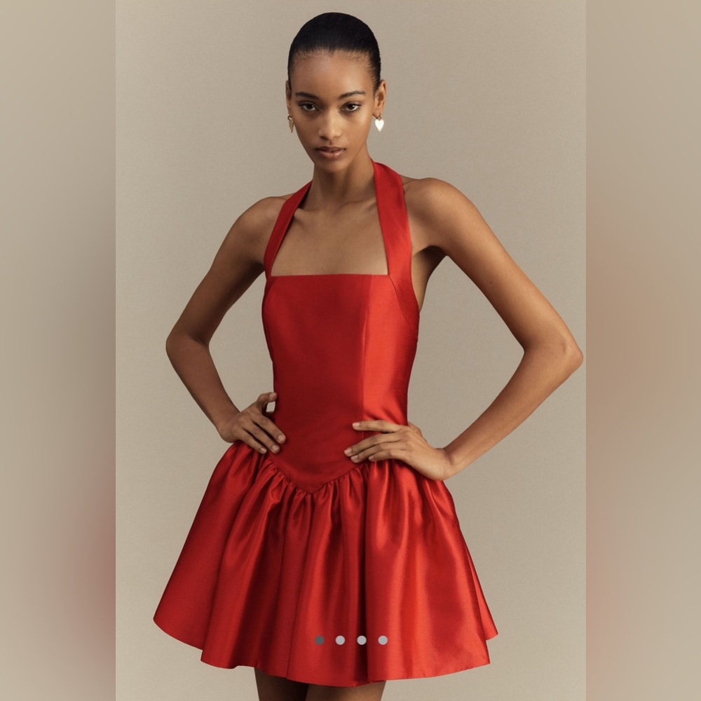 Mare Mare Red Rebecca Halter Fit & Flare Mini Dress NWT